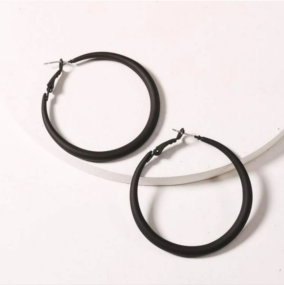Black Hoop Earrings - Picture 2 of 2